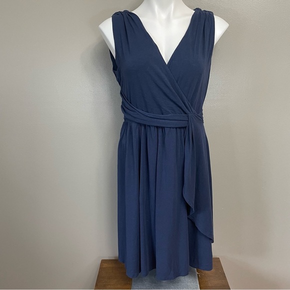 Garnet Hill women’s Medium dress faux wrap midi cotton blend - Picture 2 of 12
